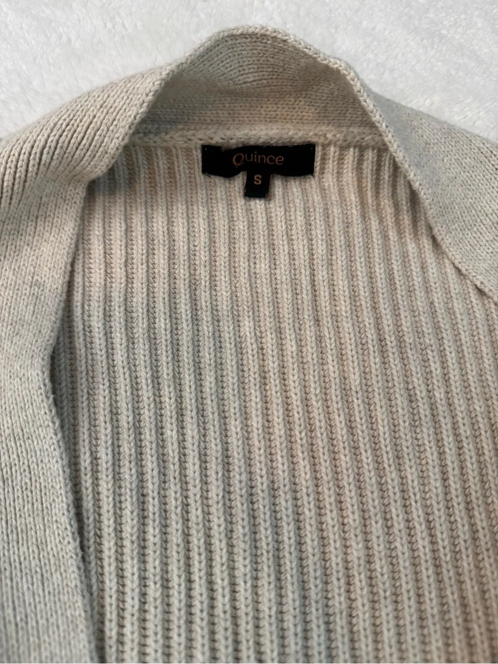Quince 100% Organic Cotton Open Cardigan Speckled Beige